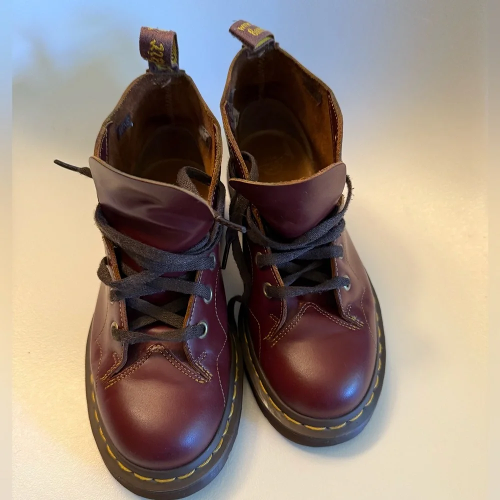 Dr. Martens Burgundy Oxblood Church Vintage Vtg Leather Boots Size 5 UK 3 - Picture 8 of 11